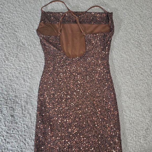 Forever 21 Brown Sequin Cowl Neck Dress - Picture 4 of 6
